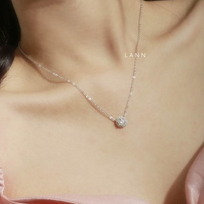 Vòng cổ đá tròn lớn viền hoa đá BẠC S925 LANN N180