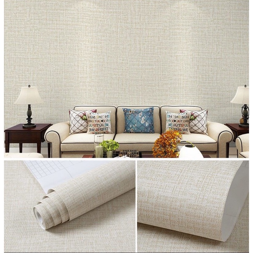 Decal giấy dán tường có sẵn keo dán khổ 45cm giả vải dán phòng khách, phòng ngủ decor siêu đẹp