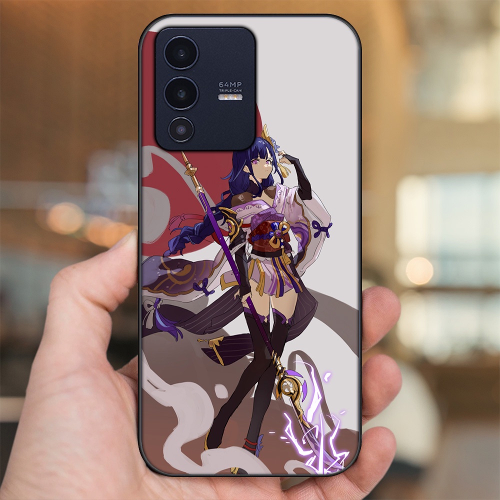 Ốp lưng Vivo V23 5G viền đen in hình Raiden Shogun Genshin Impact