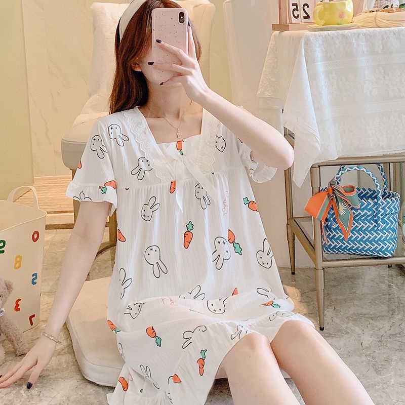 Đầm Ngủ Tay Ngắn Dáng Rộng Phong Cách Công Chúa Dễ Thương Thời Trang Mùa Hè Dành Cho Bạn Nữ 2022