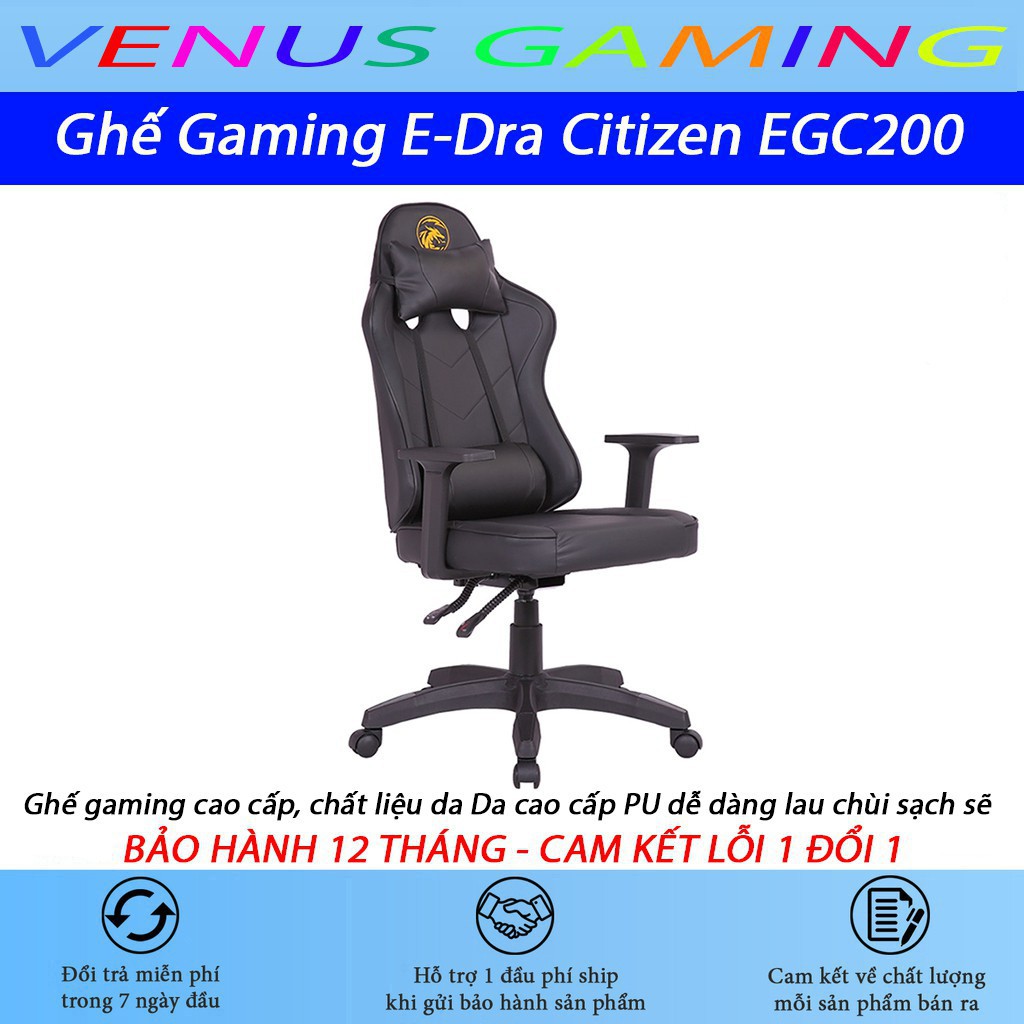 Ghế Gaming E-Dra Citizen EGC200 - Ghế chơi game cao cấp - Đỏ, Đen, Trắng và Xanh Green - Bảo hành 12 tháng