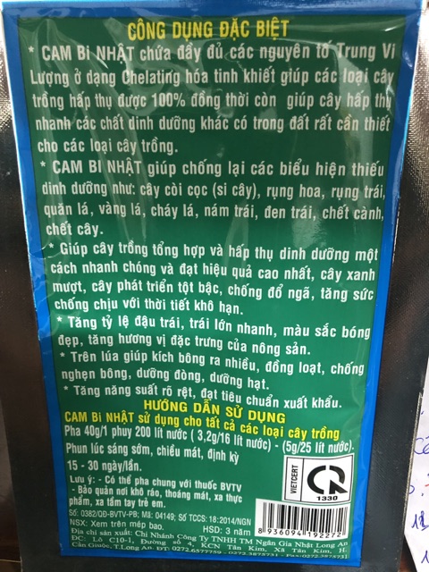 Phân bón lá ☘️ Siêu tăng trưởng CAM Bi Nhật 40gr / Bổ sung trung vi lượng cho cây