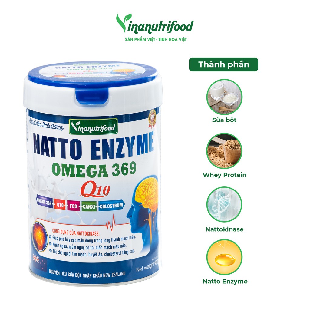 [Mã BMBAU50 giảm 50K đơn 150K] Sữa Natto Enzyme Omega 369 Vinanutrifood hỗ trợ tăng cường sức đề kháng hộp 900g