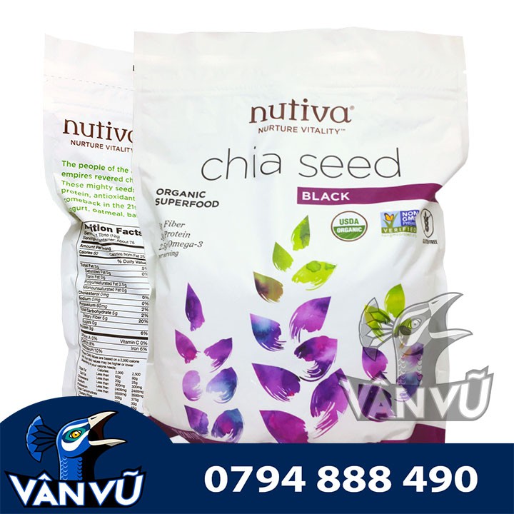 Hạt Chia Mỹ Nutiva Chia Seed 907g Chính Hãng