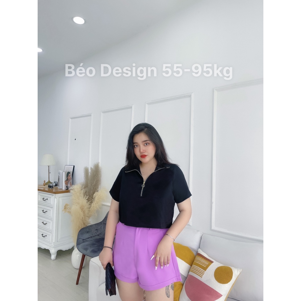 Set áo crop + quần short BÉO DESIGN Bigsize 55kg đến 95kg