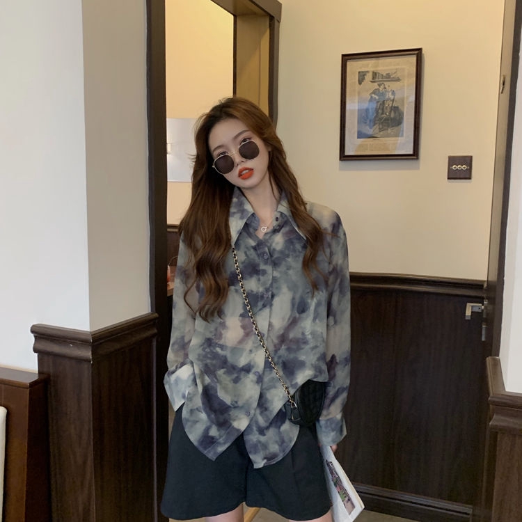 Áo Sơ Mi Dài Tay 179799Áo Chiffon Mỏng Màu Gradient Kiểu Dáng Trẻ Trung Xinh Xắn