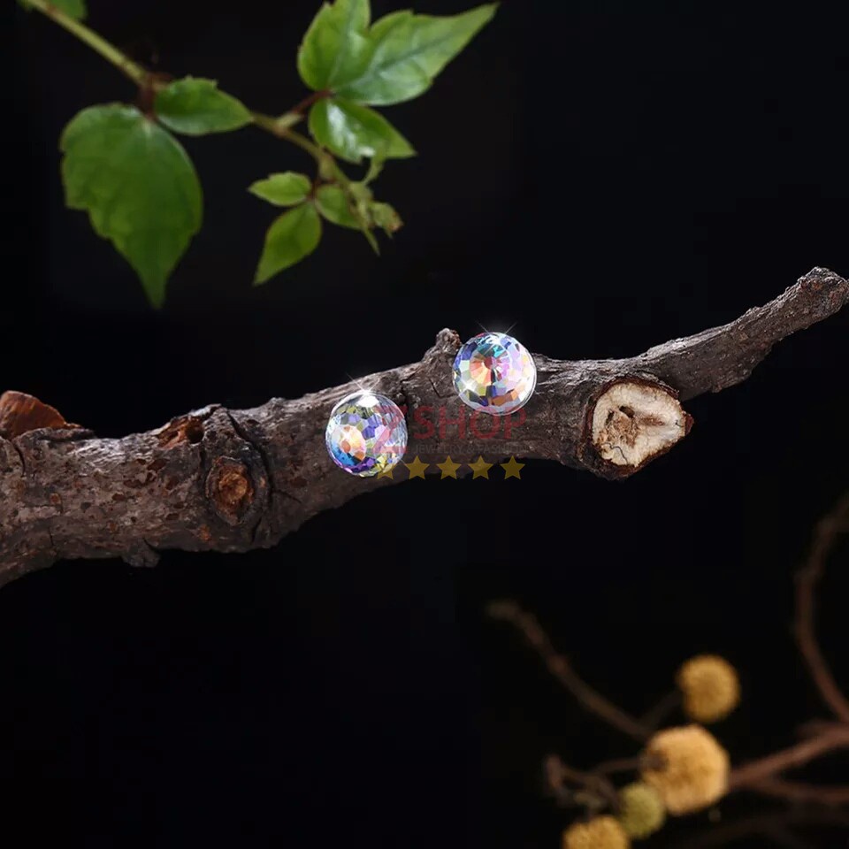 BÔNG TAI KHUYÊN NỤ BẠC 925 PHA LÊ Áo CAO CẤP