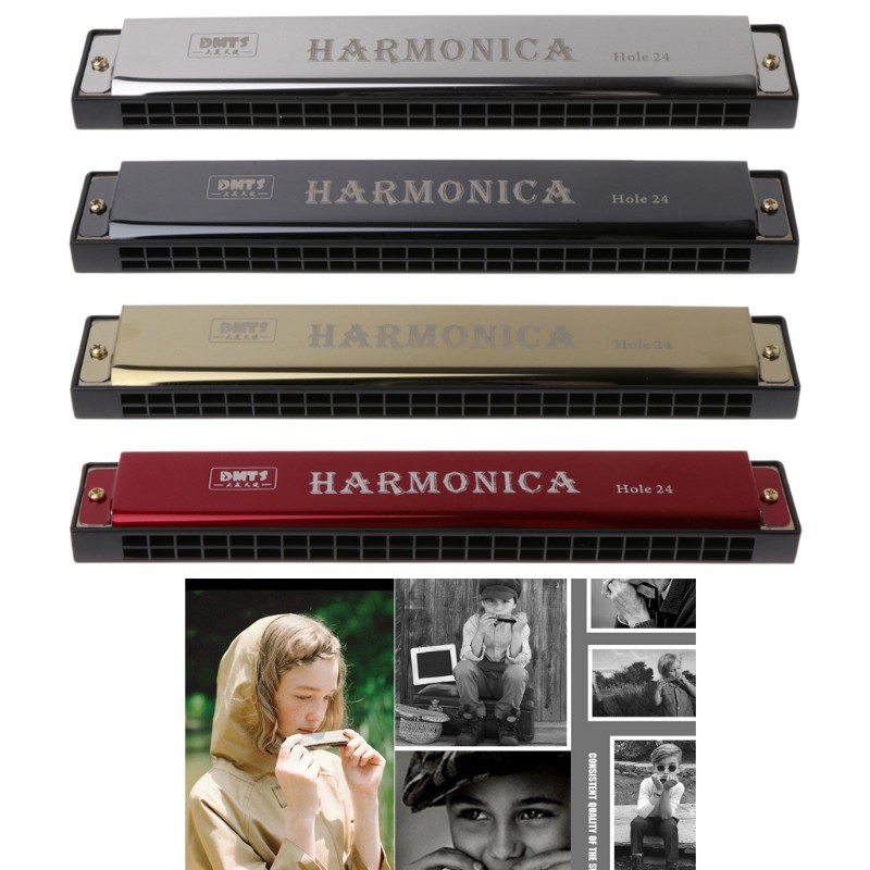 SUP Professional 24 Hole Harmonica Key of C Mouth Metal Organ for Beginners
