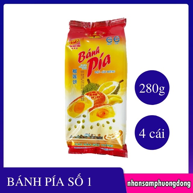 Bánh Pía Tân Huê Viên Sóc Trăng Gói 280g Nhân Đậu Xanh Trứng Muối Nhuyễn SKU Số 1