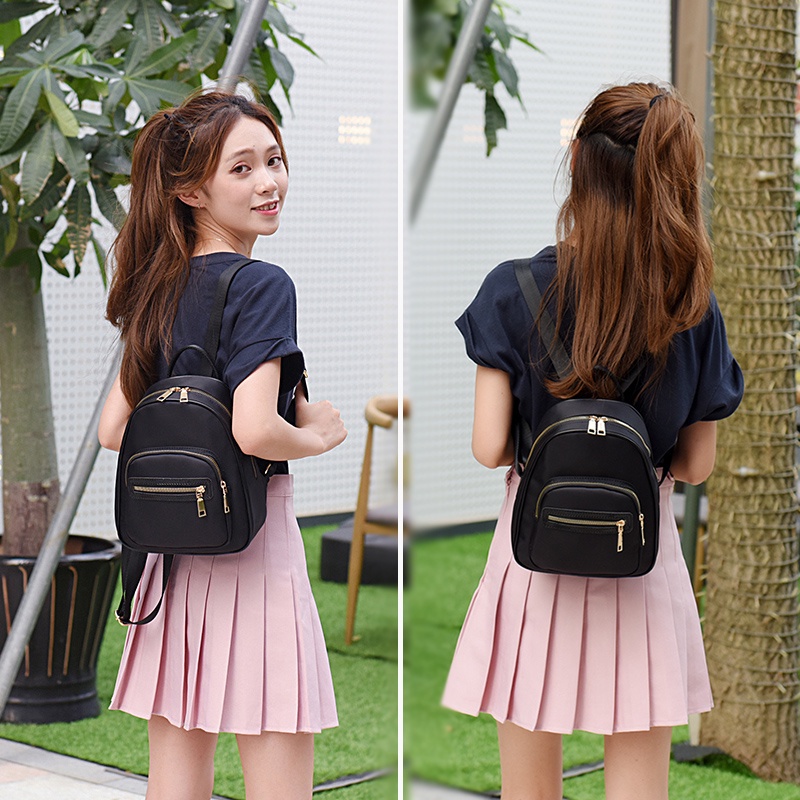 popular new canvas mini backpack Korean style all-match women's small backpack women's fashion simple shoulder bag women's Oxford cloth shell shoulder bag women's retro shoulder bag Women's Mini Bucket shoulder bag women's postman