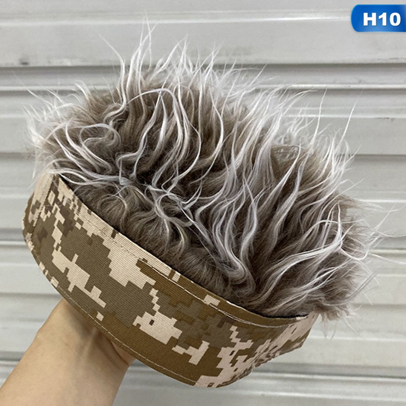Mũ trùm đầu phối tóc giả họa tiết rằn ri thời trang dành cho nam và nữ