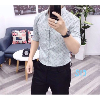 [ÁO SƠ MI NAM] S19 Màu Xanh nhợt chấm chữ D&G ( hình thật)