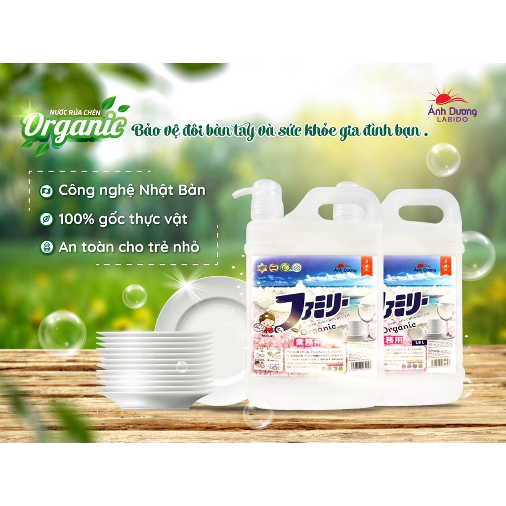 Nước Rửa Chén Organic Xuất Nhật 1,8L - Không Mùi - Hạn Sử Dụng 3 Năm