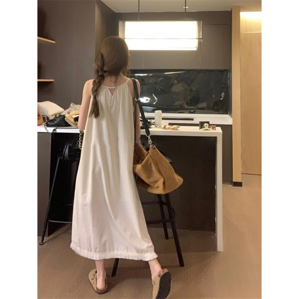 Đầm Dây Tua Rua Dáng Dài Màu Trắng Thời Trang Mùa Hè 61409