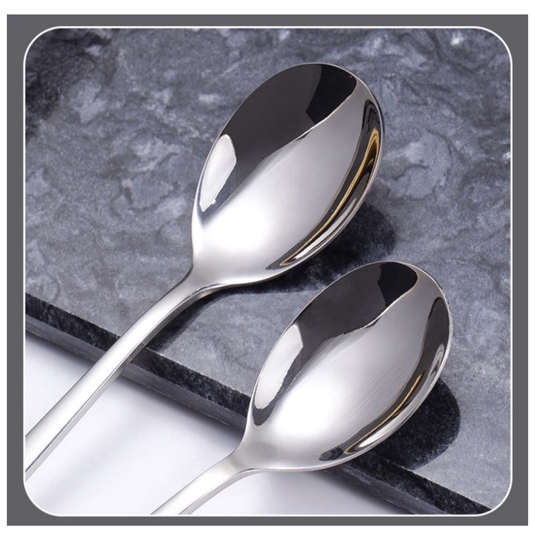 Muỗng inox 304 thìa ăn cơm phở nĩa ăn bò bít tết cao cấp sáng bóng - M81