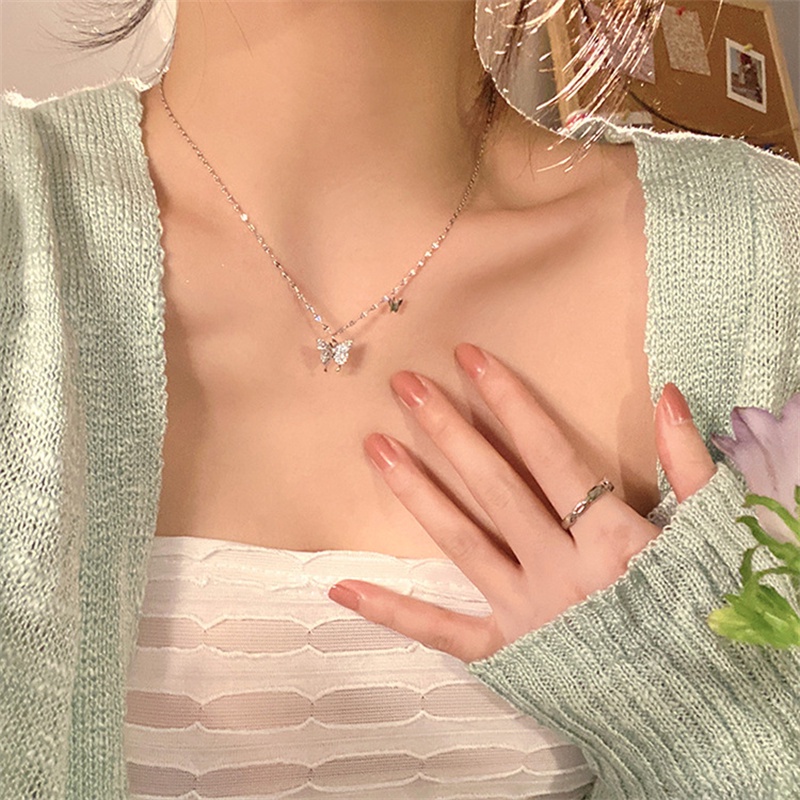 Vòng cổ BELLA-Bee nhiều lớp đính ngọc trai và bướm phong cách bohemian