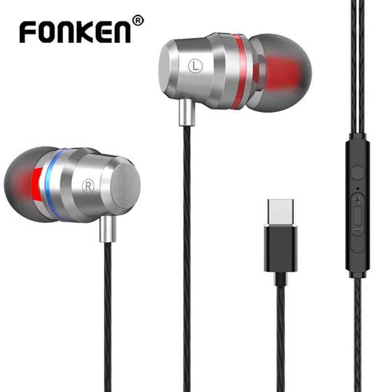 Tai nghe nhét tai có dây Fonken giắc cắm type c bằng kim loại chất lượng cao tiện dụng