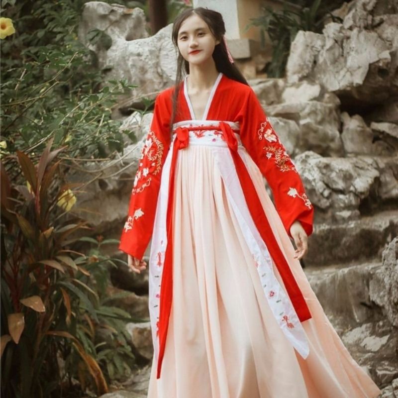 Set hán phục nữ chiết ngực có sẵn kèm ảnh thật và quà tặng
