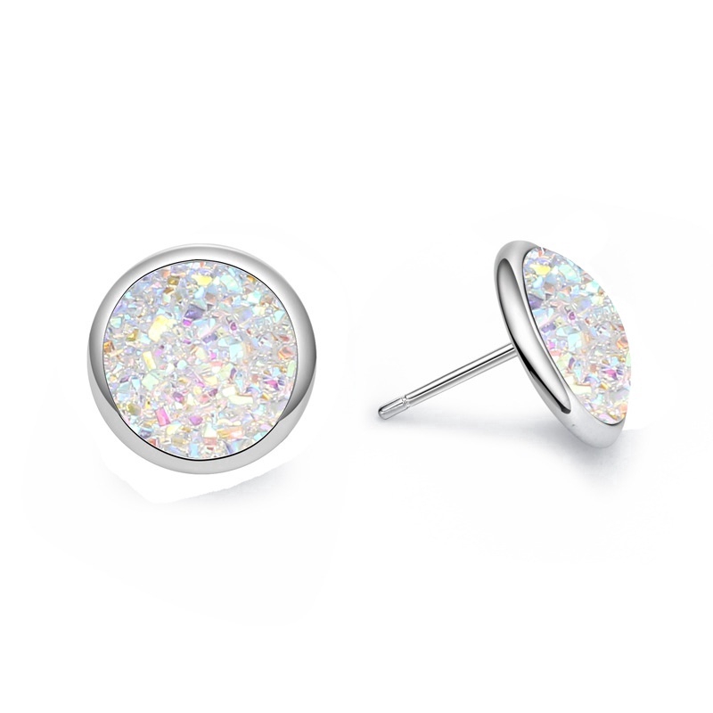 6 Pairs/a Set Shiny Crystal Elegant Women Round Stud Earrings/ Personalized Stainless Steel Stud Crystal Earrings Set