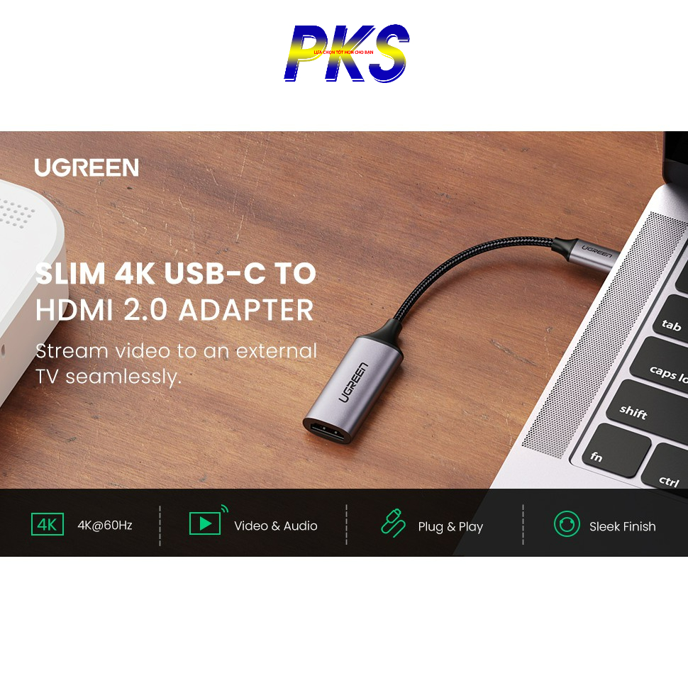 Cáp chuyển USB Type C sang HDMI 2.0 chuẩn 4K 60Hz chính hãng Ugreen 70444