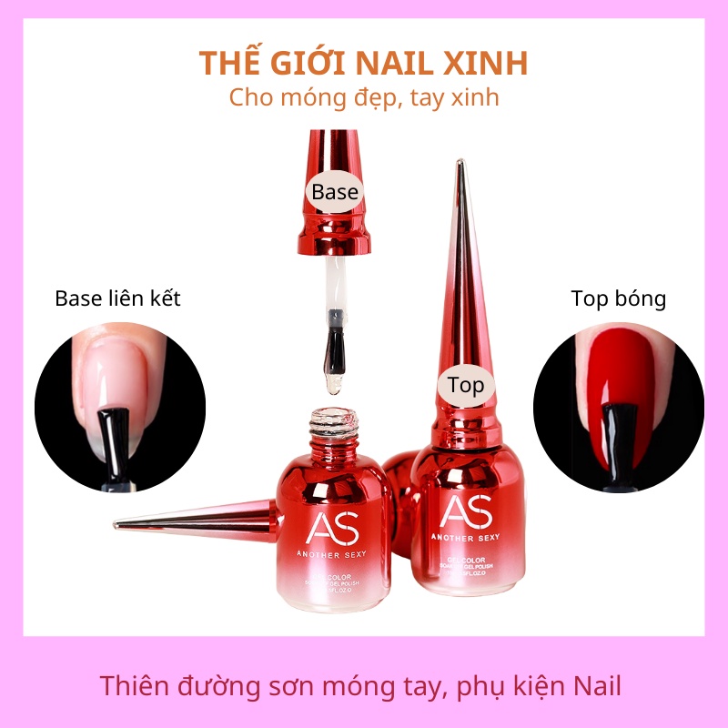 Sơn móng tay gel base top bóng As phụ kiện nail 15ml