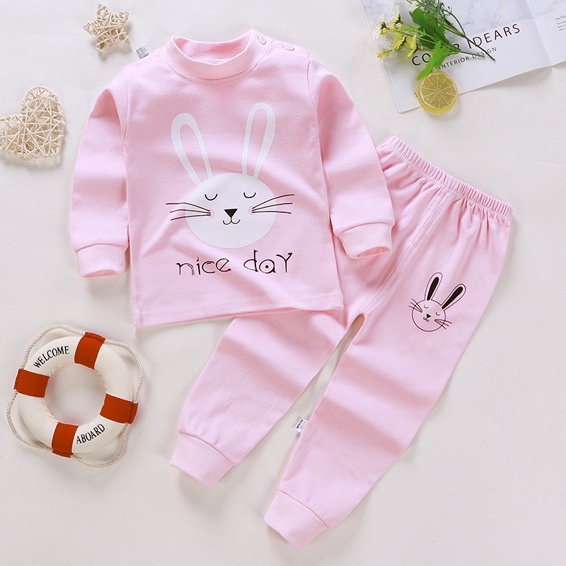 Mới Bộ Đồ Ngủ Cotton Tay Dài In Họa Tiết Hoạt Hình Giữ Ấm Mùa Thu Cho Bé