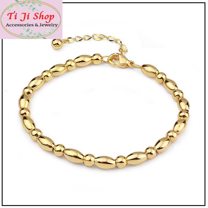 Lắc tay nữ inox hình hạt gạo