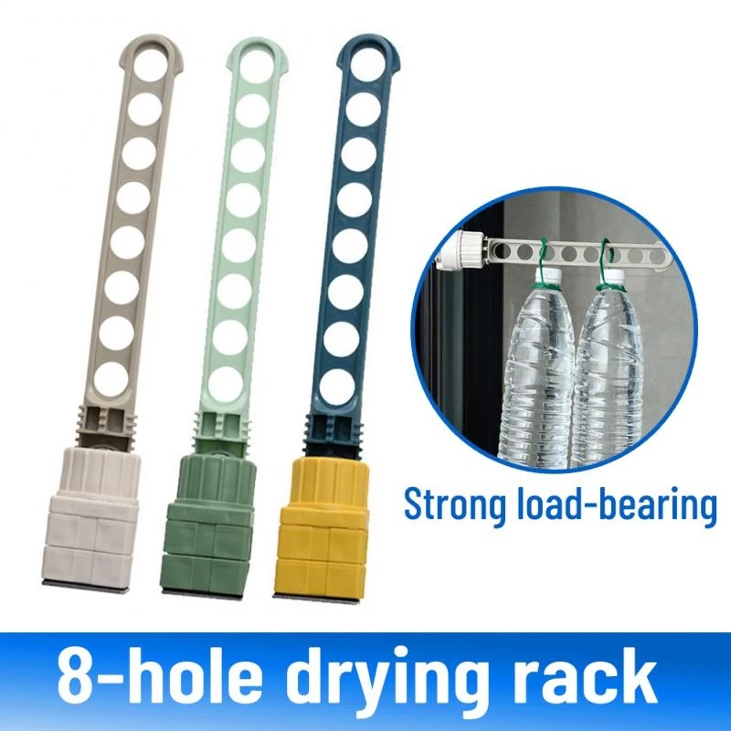 Móc Treo Quần Áo Gắn Cửa Ra Vào/Cửa Sổ/ Ban Công Bằng Nhựa Phối Inox Thiết Kế 8 Lỗ Có Thể Điều Chỉnh Tiết Kiệm Không Gian