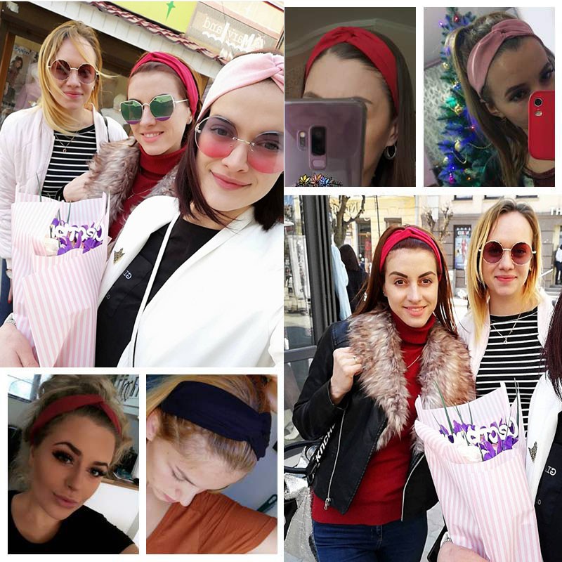 Băng đô co giãn màu trơn thời trang nữ