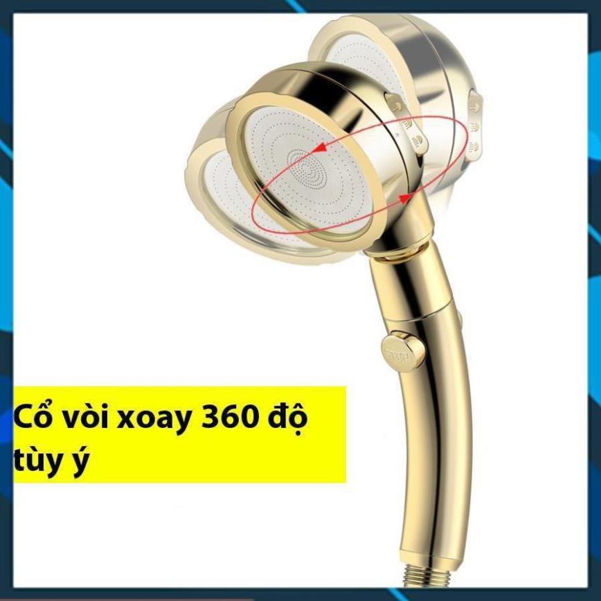 Vòi Sen Tăng áp Có Nút Khóa Nước 3 chế độ Phun, Xoay 360 độ Hàng Xịn - Vàng Gold 206783