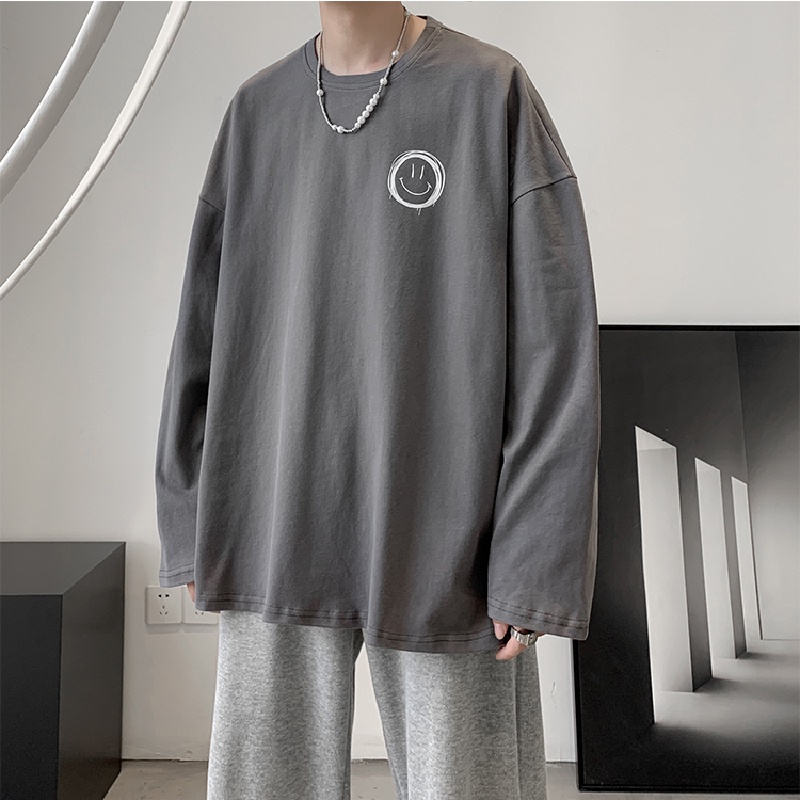 Áo thun nam size M-5XL tay dài dáng rộng thời trang mùa đông phong cách Hàn Quốc