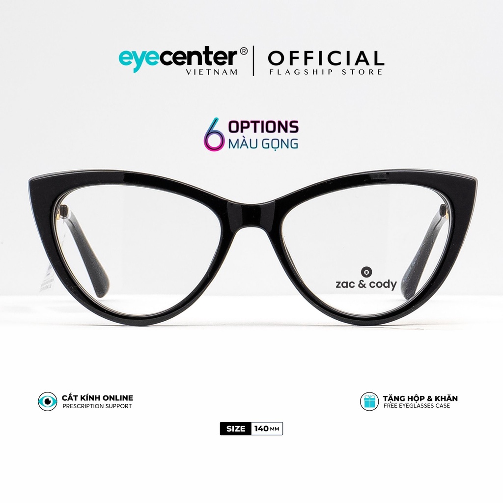 Gọng kính cận nữ mắt mèo chính hãng ZAC &amp; CODY C63-S khung viền nhựa dẻo nhập khẩu by Eye Center Vietnam