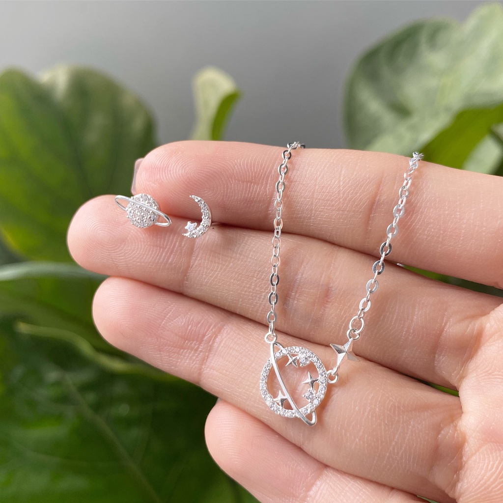 Khuyên tai nữ bạc 925 vũ trụ xinh xắn Dế Bạc - K5937-2