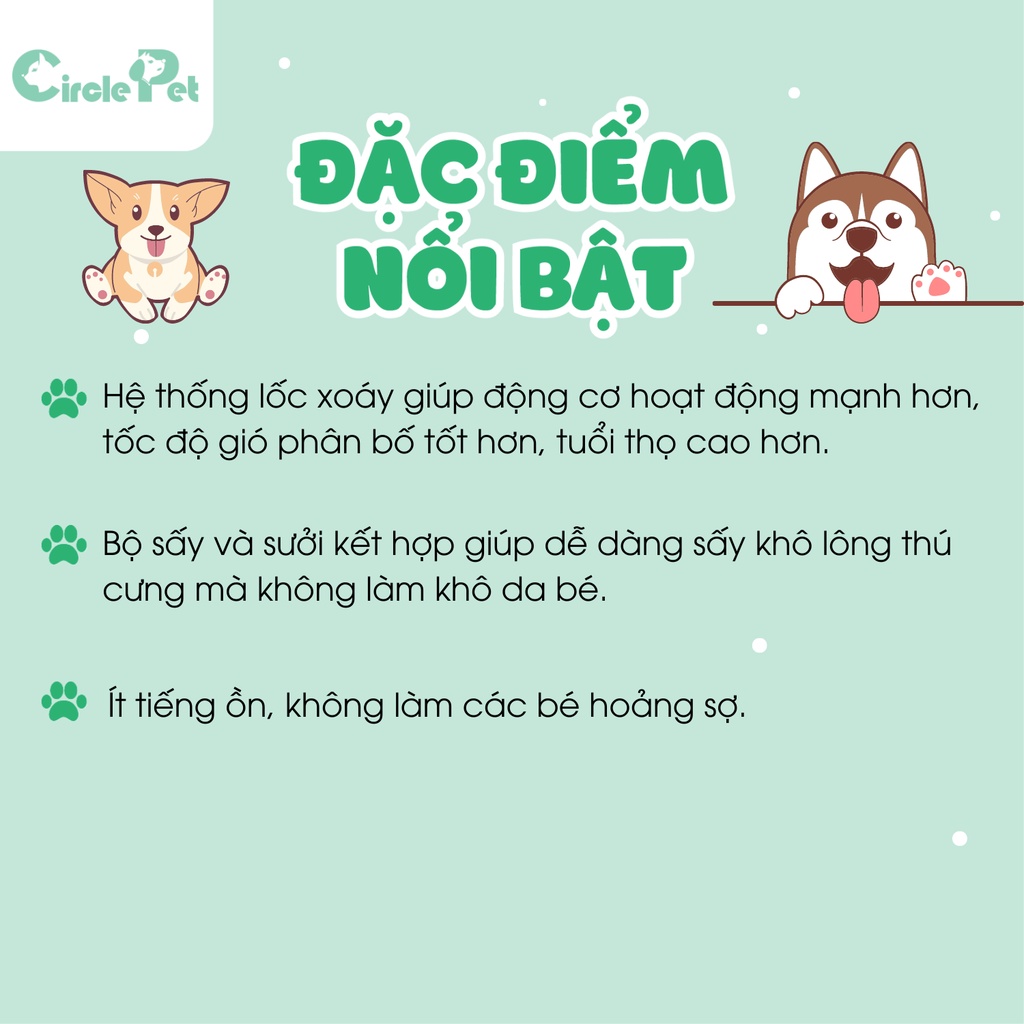 Máy Sấy Lông Dành Cho Thú Cưng SHD 1800 Shernbao Chuyên Nghiệp Công Suất Lớn Chống Ồn 5.2kg - Circle Pet