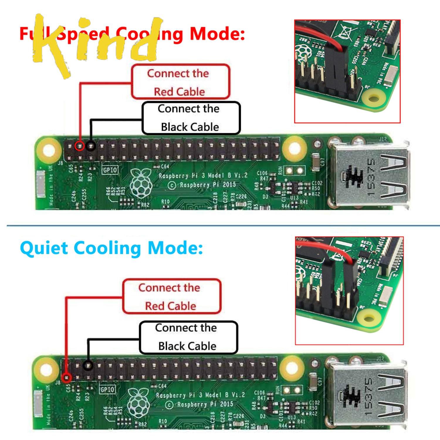 Quạt Tản Nhiệt 5v 3.3v Cho Raspberry Pi 4 B / 3b + / 3b / 2b / B + Cpu