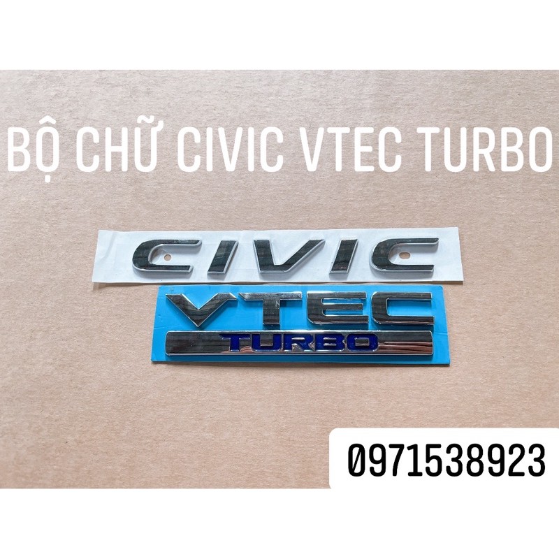 logo CIVIC VTEC TURBO dán đuôi xe civic 2016-2021