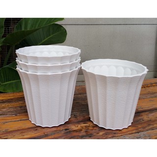 Bộ 10 Chậu Nhựa Trồng Cây Tròn Khía  (23x Cao 19cm) Bền Chắc, Rất Đẹp Trang Nhã, Trồng Hoa Kiểng, Cây Ăn Trái