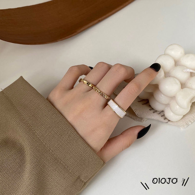 Set 3 Nhẫn Kim Loại Đơn Giản Thời Trang Phong Cách Hàn Quốc Cho Nữ