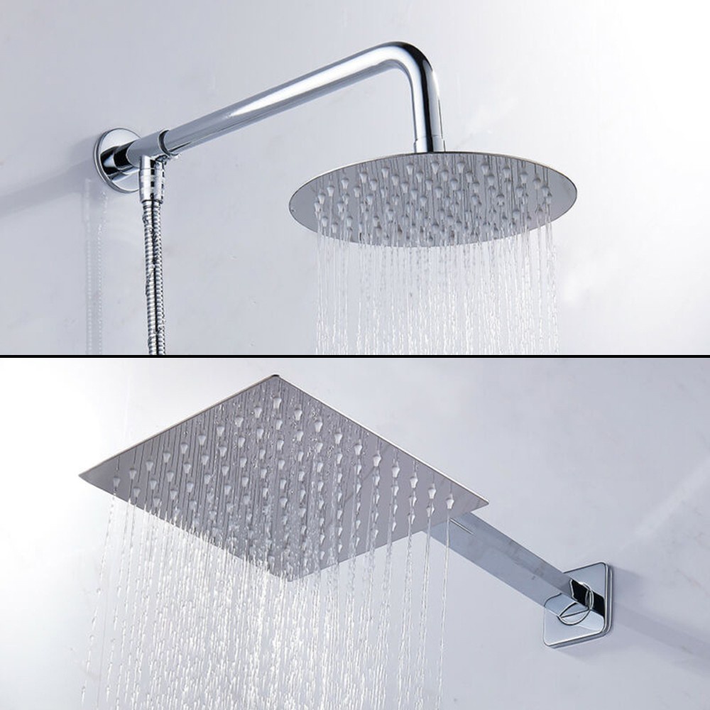Đầu vòi hoa sen hình tròn/vuông chất liệu inox kích thước 8 inch dành cho gắn tường hoặc trần nhà