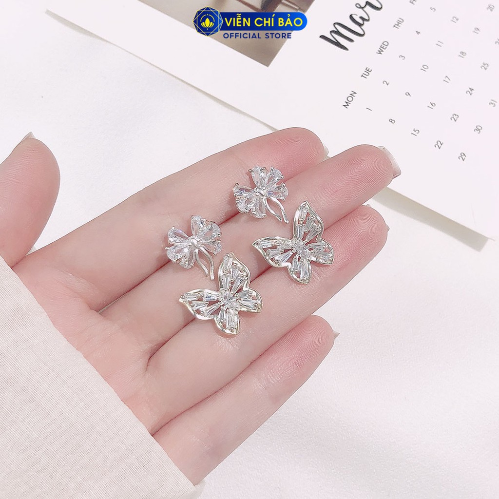 Khuyên tai bạc nữ nhiều mẫu đính đá chất liệu bạc 925 thời trang phụ kiện trang sức nữ thương hiệu Viễn Chí Bảo