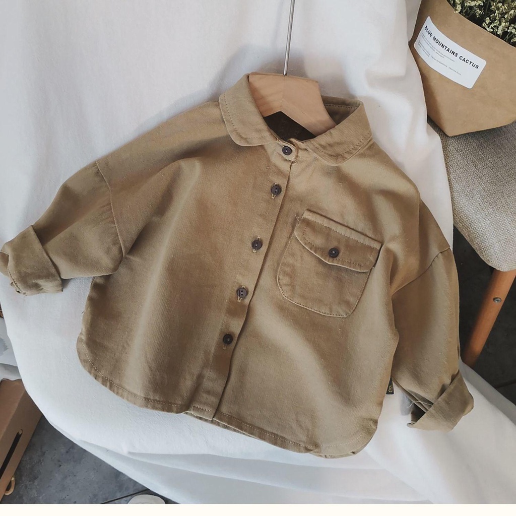 Áo Sơ Mi Cotton Tay Dài Dáng Rộng Thời Trang Xuân Thu Dành Cho Bé Trai