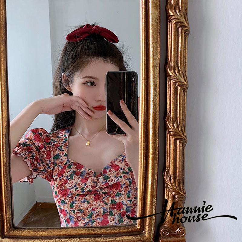 Đầm họa tiết hoa tay bồng ngọt ngào xinh xắn thời trang mùa hè cho nữ