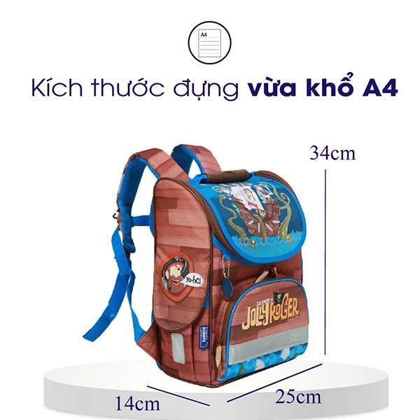 Balo chống gù Tiger Family Nature Quest Jolly Roger, balo học sinh cho bé trai từ 16 - 25kg