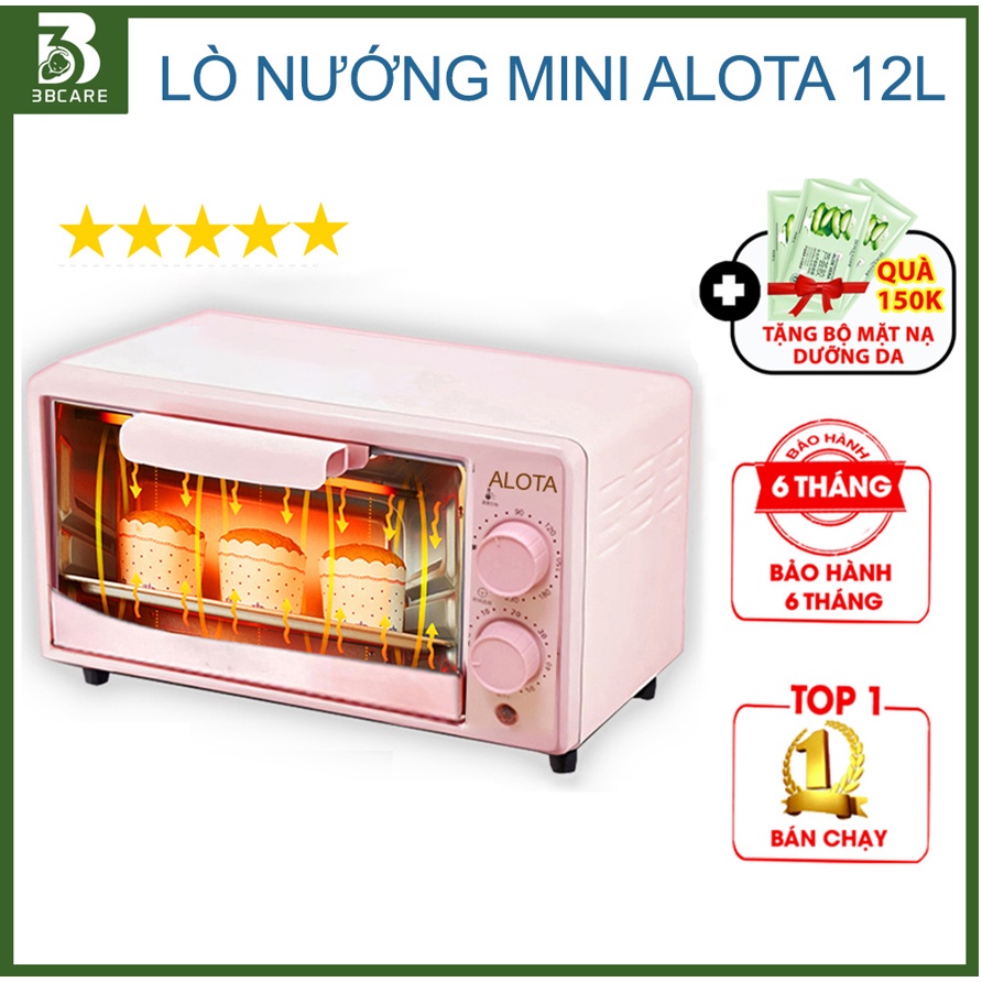 Lò nướng mini ALOTA L07 12 Lít công nghệ 3D tiết kiệm điện tặng chổi quét dầu - 3B Care