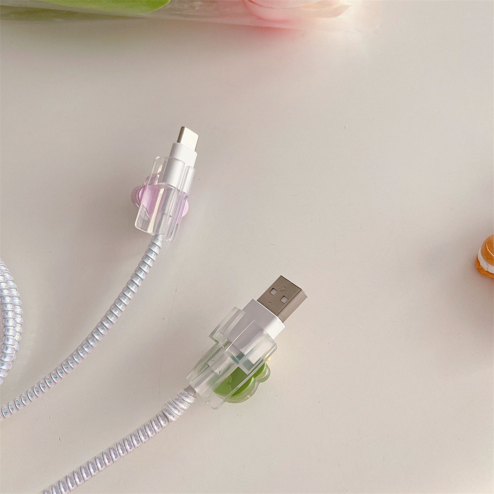 1 Vỏ Bọc TPU Mềm Bảo Vệ Dây Cáp Sạc USB / Truyền Dữ Liệu Hình Ếch / Hoàng Tử / Kem / Sao Biển Mặt Cười / Sao Biển Cho Android