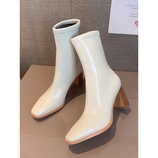 Boots cổ cao da bóng đế 7cm có ảnh thật