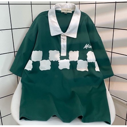 Áo Thun Polo Unisex MOC màu XANH LÁ/ĐEN form rộng  Chất thun cotton form nam nữ unisex/Áo thun có cổ JEJUL