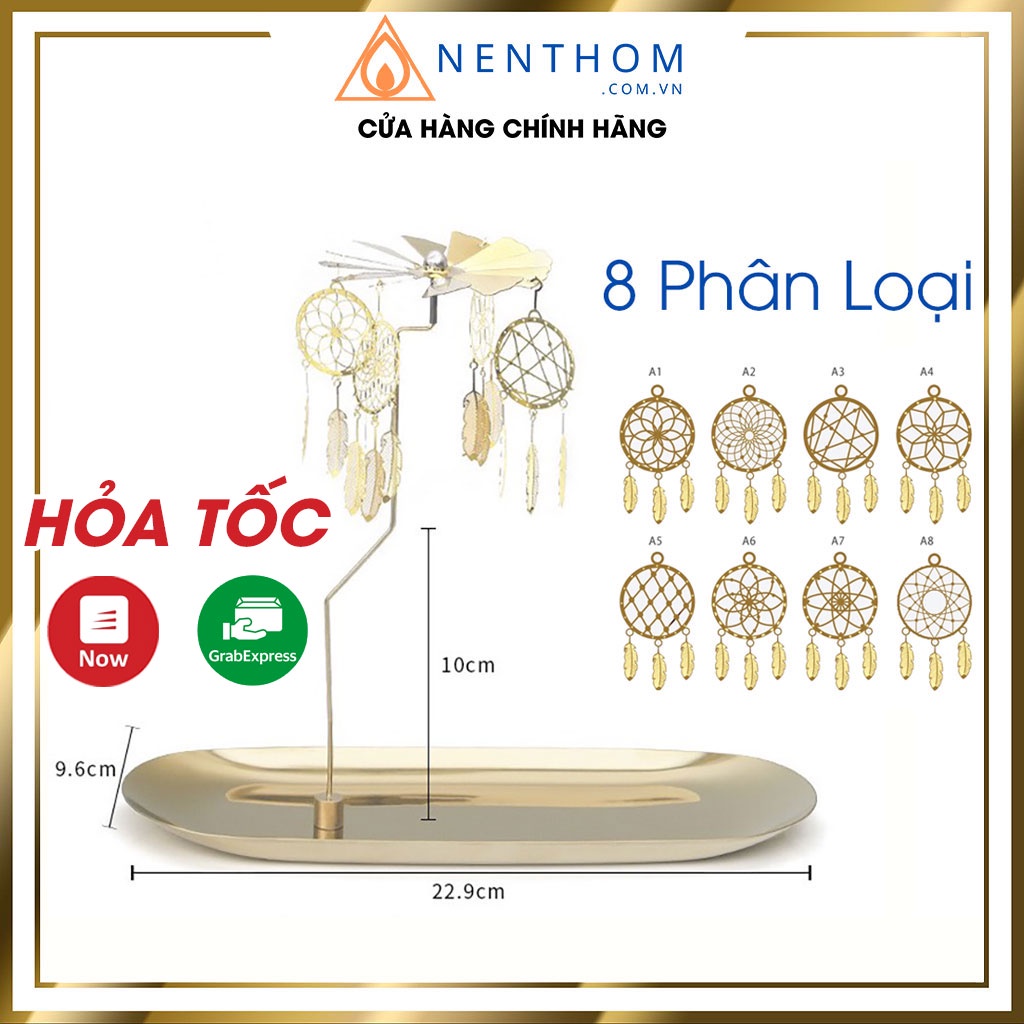 Bộ Chong Chóng Nến Thơm Charm Dreamcatcher Kèm Khay Đựng, Phụ Kiện Xoay Khi Đốt Nến - A18