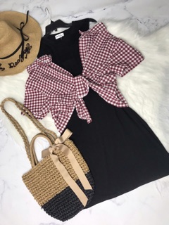 Đầm QC phối sơ mi trễ vai