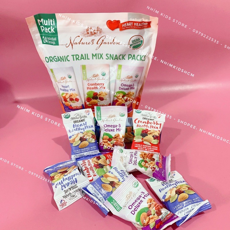 [Date 2022]Hạt tổng hợp &amp; trái cây sấy khô Healthy Trail Mix – Organic Trail Mix Snack Packs 34g